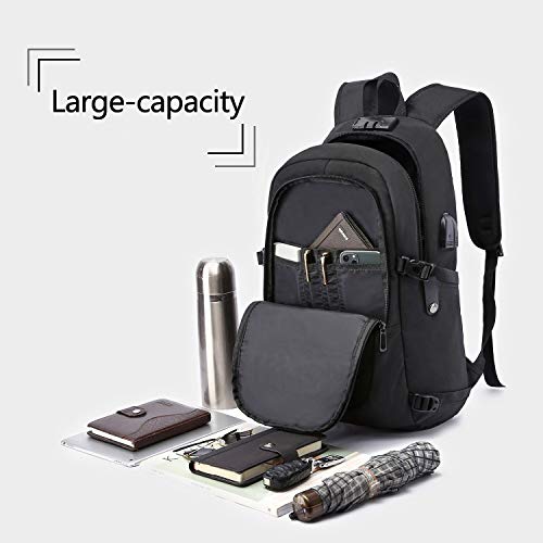 USB Charging Anti-Theft Laptop Backpack in Black