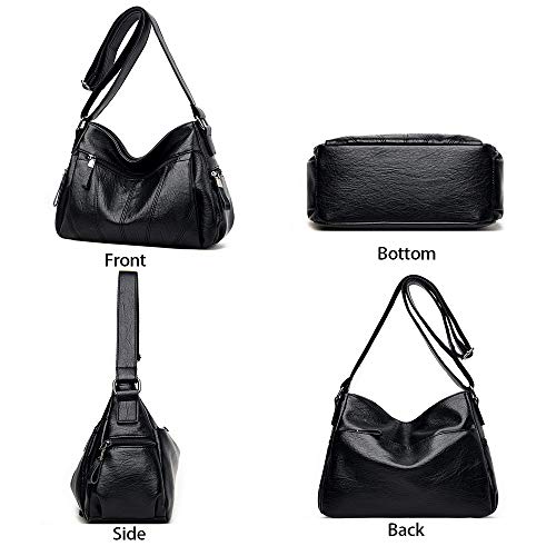 Stylish Leather Crossbody Bag - Multi-Pocket, Adjustable Strap