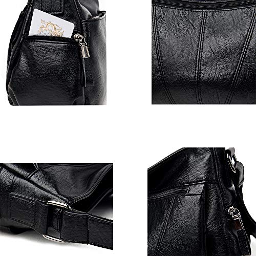 Stylish Leather Crossbody Bag - Multi-Pocket, Adjustable Strap