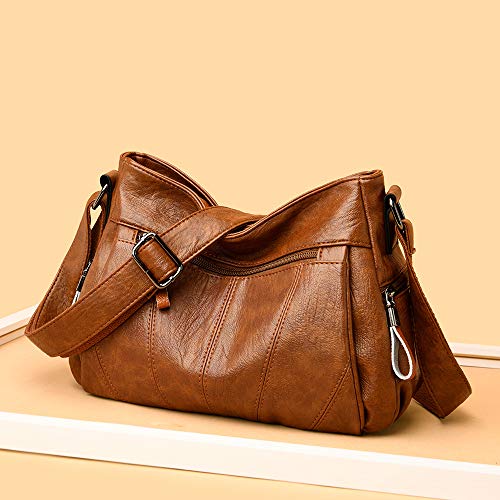 Stylish Leather Crossbody Bag - Multi-Pocket, Adjustable Strap
