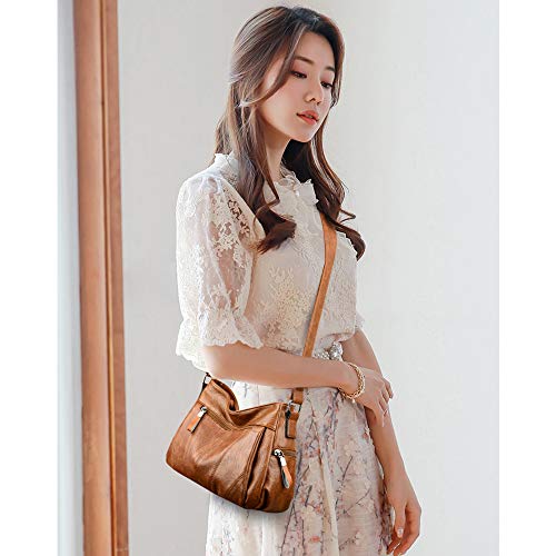 Stylish Leather Crossbody Bag - Multi-Pocket, Adjustable Strap