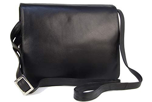 Visconti Black Leather Office Work Messenger Bag