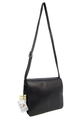 Visconti Black Leather Office Work Messenger Bag