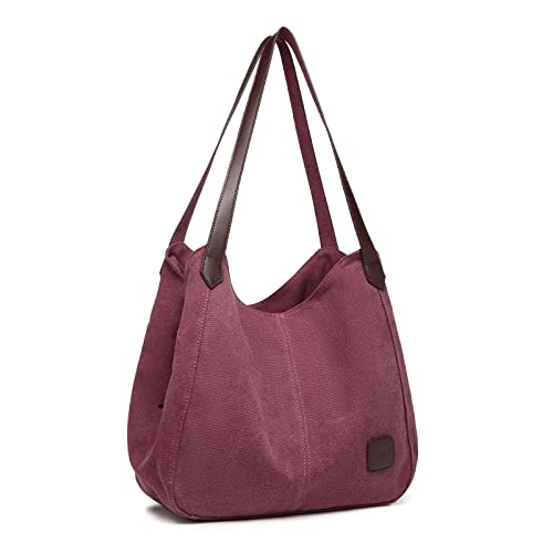 Designer Canvas Hobo Shoulder Bag - Multiple Pockets, Tote Handle