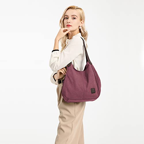 Designer Canvas Hobo Shoulder Bag - Multiple Pockets, Tote Handle