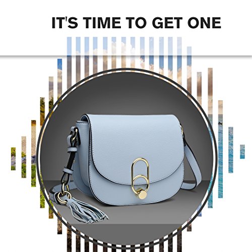 Modern Designer Cross Body Bag with Tassel (Blue)