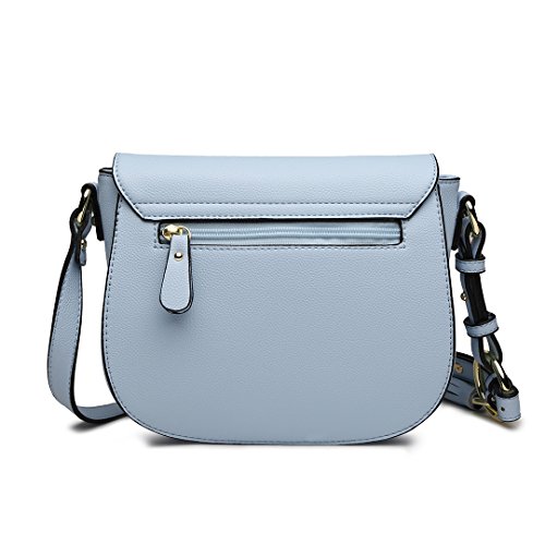 Modern Designer Cross Body Bag with Tassel (Blue)