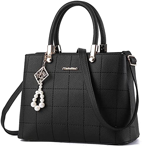 Fashionable PU Leather Tote Messenger Bag with Plush Ball