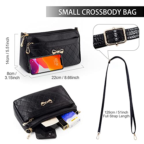 Black PU Leather Ladies Crossbody Shoulder Bag Small