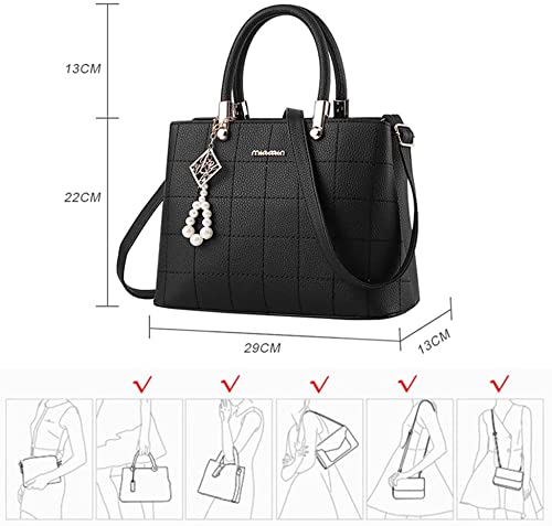 Fashionable PU Leather Tote Messenger Bag with Plush Ball