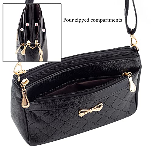 Black PU Leather Ladies Crossbody Shoulder Bag Small