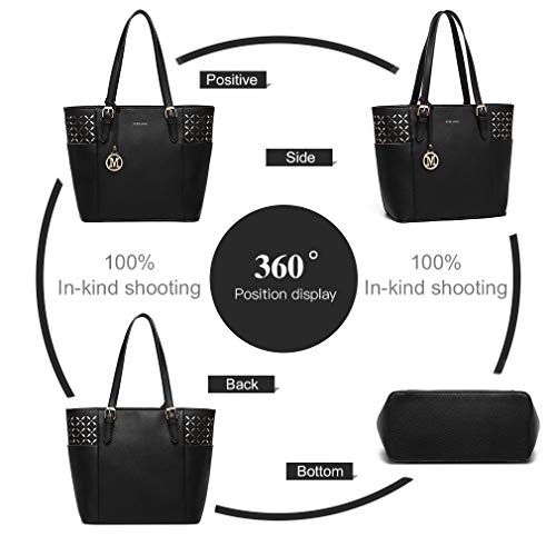 Miss Lulu Laser Cut Out Shoulder Bag in Black