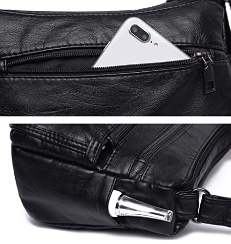 Women's Black T2 Designer Handbags, Soft PU Leather