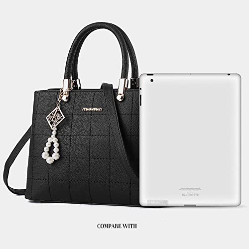 Fashionable PU Leather Tote Messenger Bag with Plush Ball