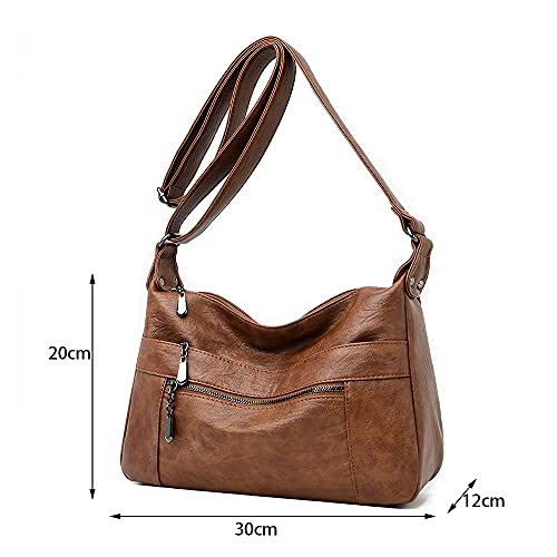 Sacmill Women's Leather Crossbody Bag with Adjustable Strap