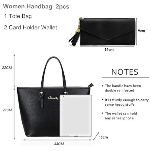 Black Leather Designer Handbag Set for Women