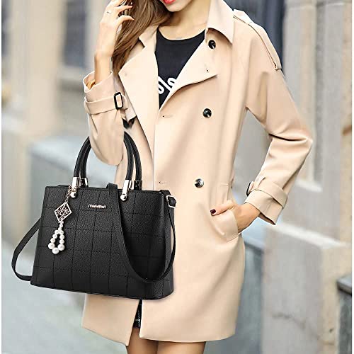 Fashionable PU Leather Tote Messenger Bag with Plush Ball