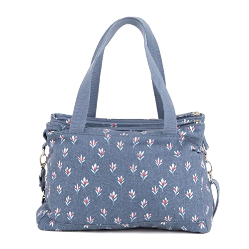 Lilley Blue Floral Designer Handbag - Size 1 UK