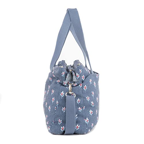 Lilley Blue Floral Designer Handbag - Size 1 UK