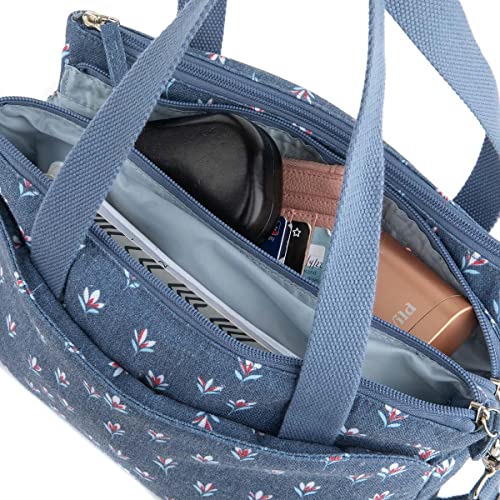 Lilley Blue Floral Designer Handbag - Size 1 UK