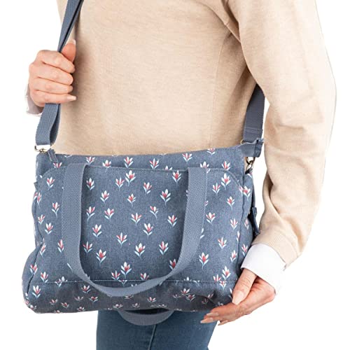 Lilley Blue Floral Designer Handbag - Size 1 UK