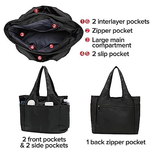 Black Multi-Pocket Designer Tote Bag for Women
