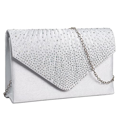 Silver Envelope Clutch Bag for Wedding Prom