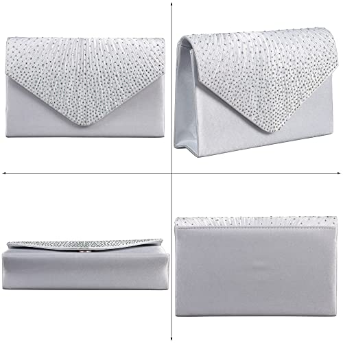 Silver Envelope Clutch Bag for Wedding Prom