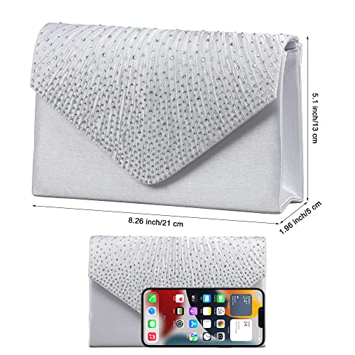 Silver Envelope Clutch Bag for Wedding Prom
