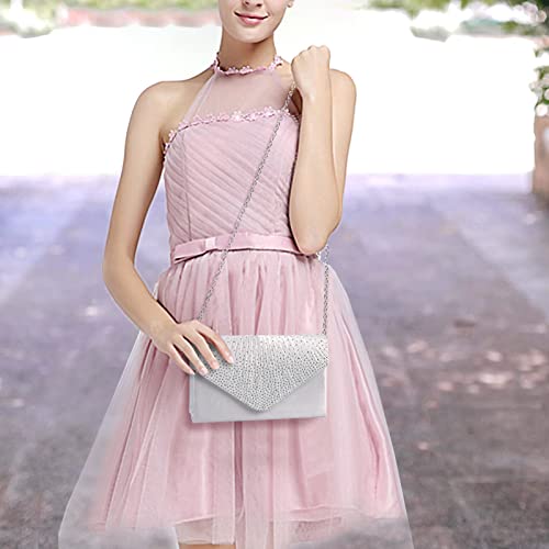 Silver Envelope Clutch Bag for Wedding Prom