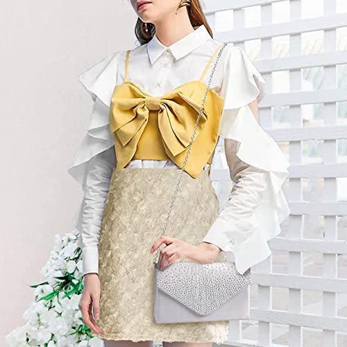 Silver Envelope Clutch Bag for Wedding Prom