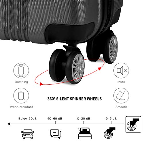 Kono Grey Designer Hard Shell Cabin Luggage Suitcase