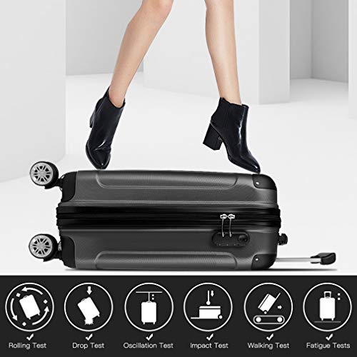 Kono Grey Designer Hard Shell Cabin Luggage Suitcase