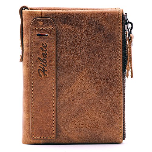 Hibate Men's Leather RFID-blocking Wallet with Coin Pocket