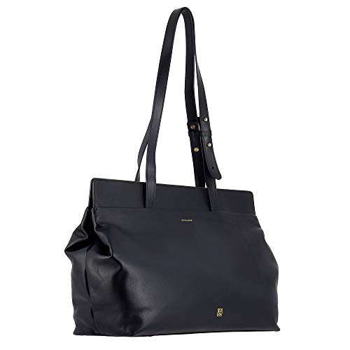 DUDU Genuine Leather Large Black Tote Bag