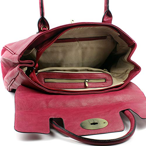 AOSSTA Womens Large Tote Bag with Turnlock (3193 Black)