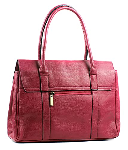 AOSSTA Womens Large Tote Bag with Turnlock (3193 Black)