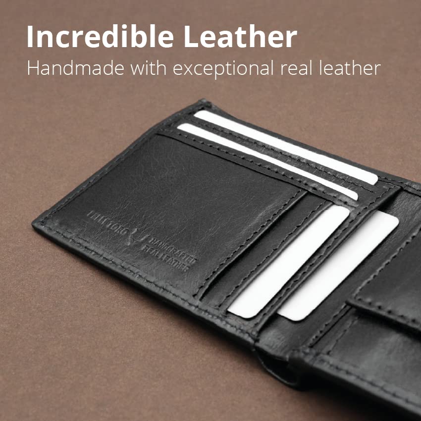 PELLE TORO Men's All-in-One Leather Wallet with RFID Blocking