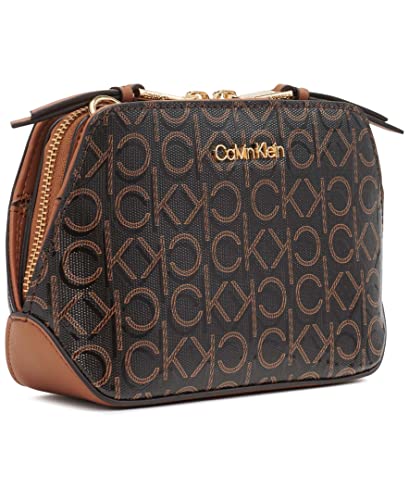 Calvin Klein Lucy Triple Compartment Crossbody Handbag, Brown