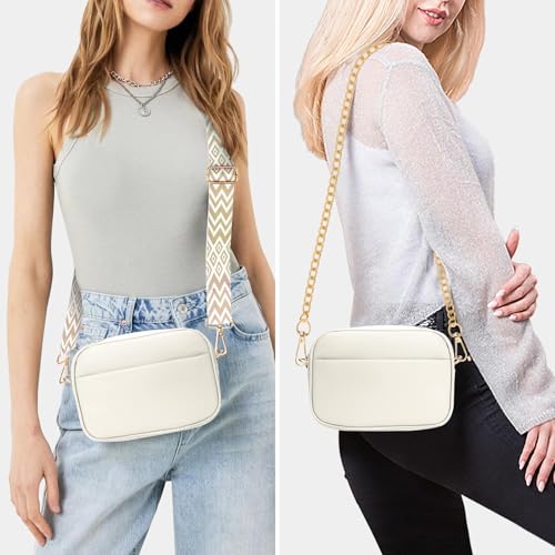YILCER Damen Crossbody Handtasche mit Gitarre Gurt - B-weiß