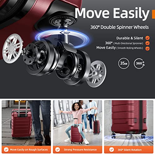 SHOWKOO 28" Designer Wine Red Travel Luggage