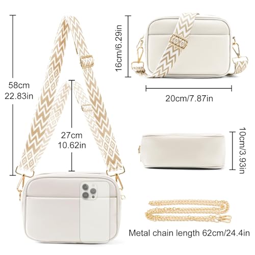 YILCER Damen Crossbody Handtasche mit Gitarre Gurt - B-weiß