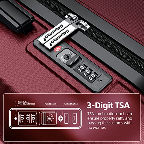 SHOWKOO 28" Designer Wine Red Travel Luggage