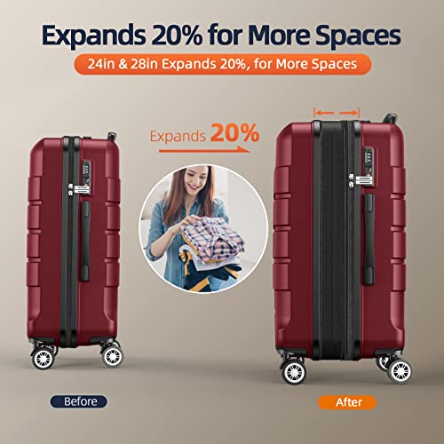 SHOWKOO 28" Designer Wine Red Travel Luggage