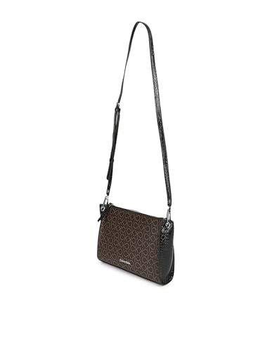 Calvin Klein Reyna Crossbody Handbag: Brown/Khaki/Black Logo