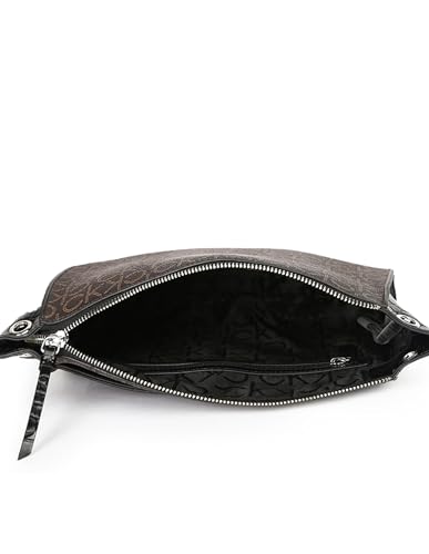 Calvin Klein Reyna Crossbody Handbag: Brown/Khaki/Black Logo