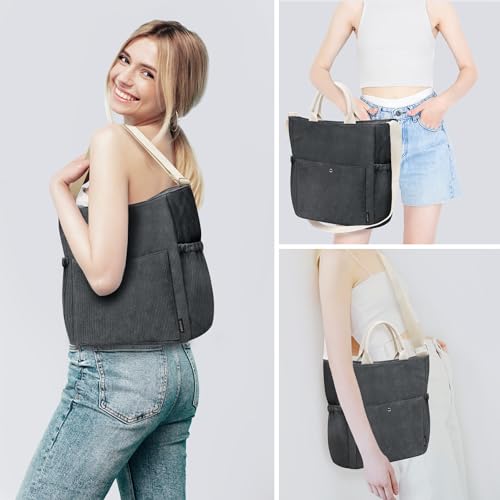 Prite Corduroy Tote: Large Capacity Designer Handbag