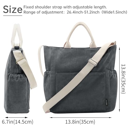 Prite Corduroy Tote: Large Capacity Designer Handbag