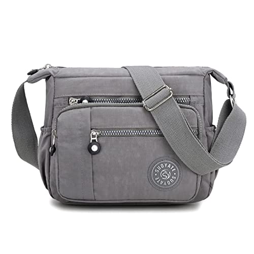 Grey Multi Pocket Messenger Cross Body Handbag for Women