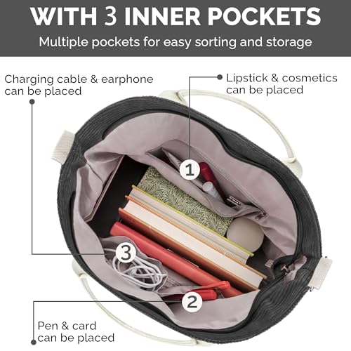 Prite Corduroy Tote: Large Capacity Designer Handbag